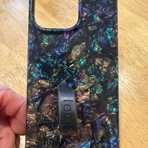 Loopy Iridescent Albalone Black Phone Case for iPhone 16 Pro Max with Loopy bag